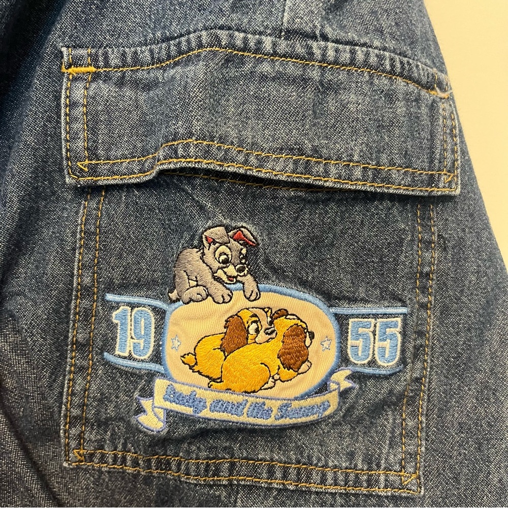 VTG RARE Disney Catalogue Denim Lady & The Tramp Embroidered Shorts Women Medium